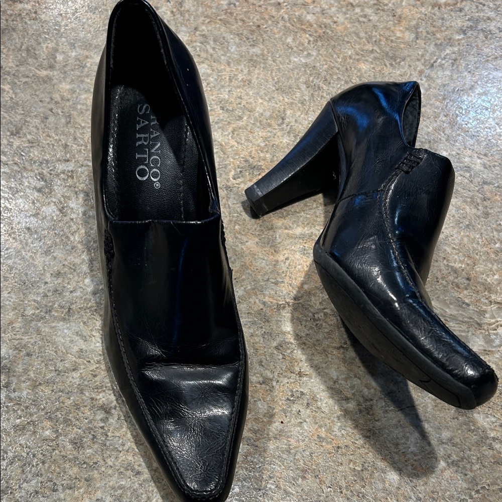 Franco Sarto Elegant Black Leather Heels